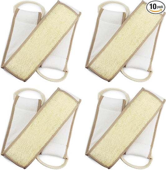 Natural Loofah Exfoliating Body Scrubber, Loofah Bath Sponge, Luffa for Women and Men, 100% Biodegradable Compostable, Dye Free, Zero Waste Eco Friendly Sustainable (Back Scrubber Pack 4)