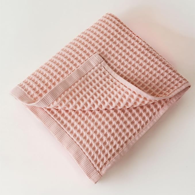 Premium Waffle Bath Towels Pack of 2 Extra Large 35x71 inch - 100% Turkish Cotton, Waffle Weave, Quick Dry, Lint Free, Oversized, Thin Bath Sheet Towel (Light Pink, Set of 2 Bath Towels)