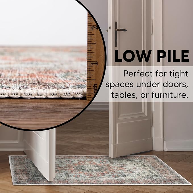 Keen Home Design 24"x36" Rug - Machine Washable Entry Rug with Non-Slip Backing, Ideal for Enteryway, Kitchen, Bathroom, Laundry Room - Vintage, Easy Clean, Durable, Low Pile - (2' x 3')