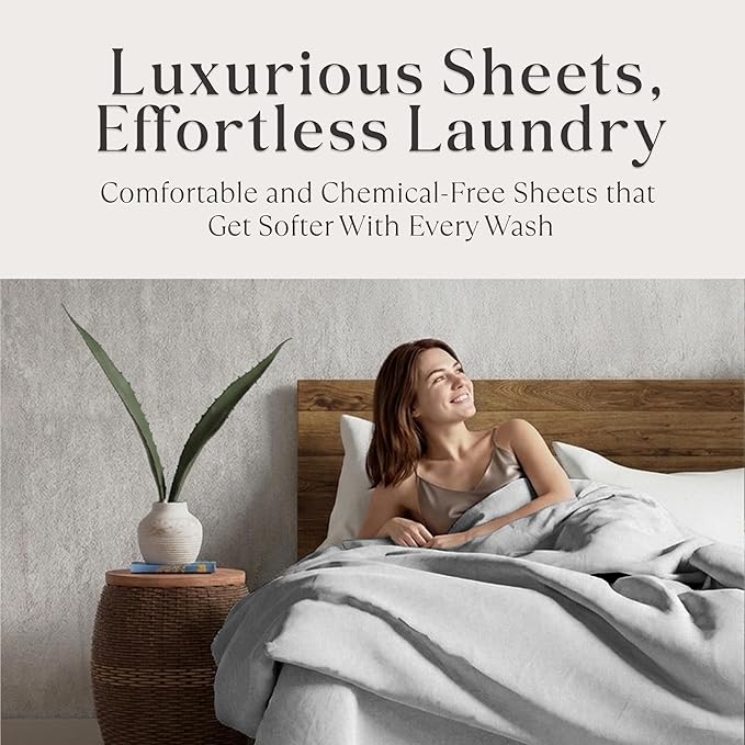 Delilah Home 100% Organic Cotton Duvet Cover, GOTS & Vegan.org Verified, Long Stem 300 TC Sateen Bedding, Non-Synthetic, Deep Pocket Fitted Linen, Lightweight, All-Season, 1 Piece Queen Size - Grey