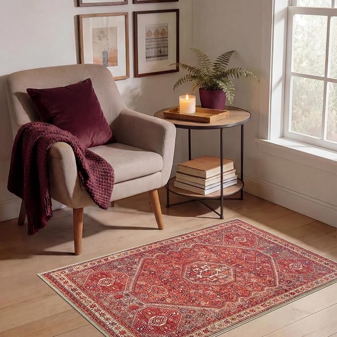 Keen Home Design 2x3 Rug - Machine Washable Entry Rug with Non-Slip Backing, Ideal for Enteryway, Kitchen, Bathroom, Laundry Room - Vintage, Easy Clean, Durable, Low Pile Rug - (2' x 3')