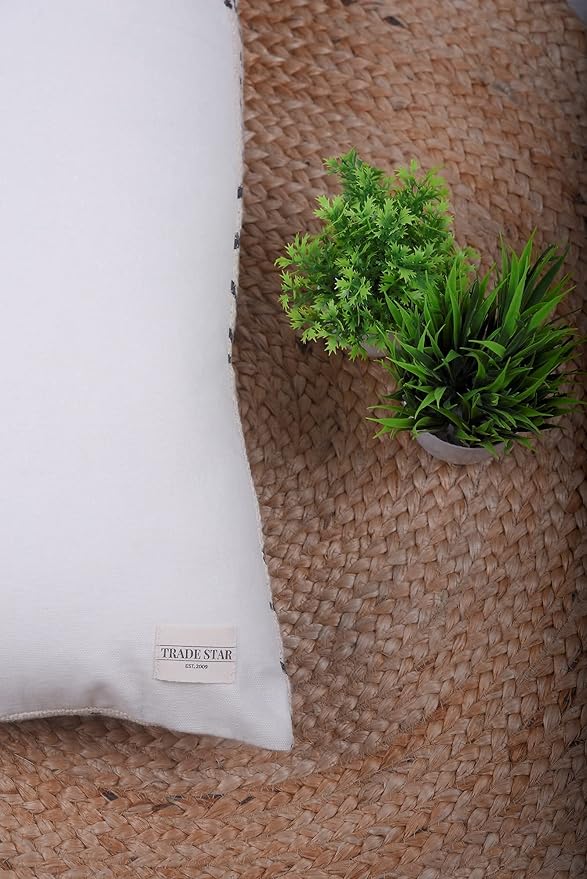 Trade Star Decorative Modern Luxurious Bedding Pillow 100% Cotton Throw Pillow Cover Rectangular Pillow Cover Lumbar Cushion Case for Home Decor (Ivory Phoenix 12X24 INCHES)