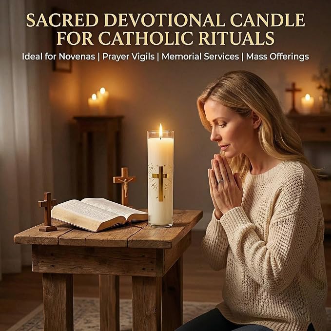 128 Hours Long Burning Beeswax Candles,Pure Beeswax Pillar Candles in Glass Jar,Unscented Natural Beeswax Prayer Candles for Religious Ceremony,Memorial,Vigil,Emergency (White)