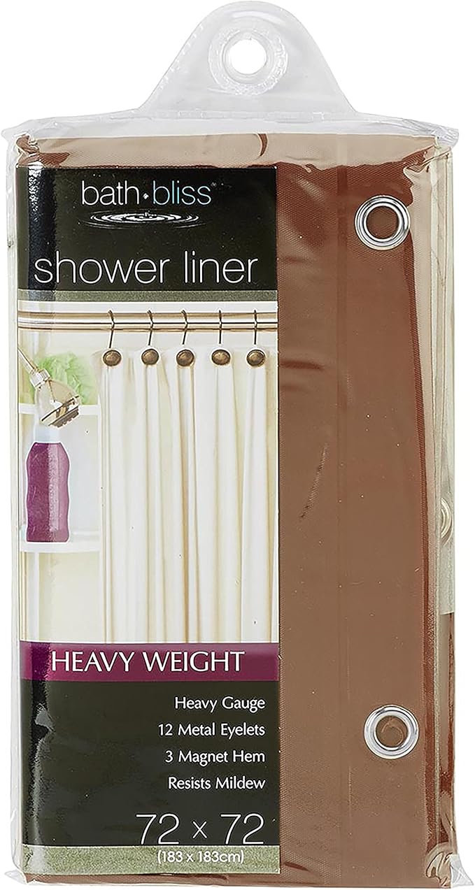 Bath Bliss PVC Heavy Weight Shower Curtain Liner | 4G | 70" x 72" | Rust Resistant Copper Grommets | Magnetic Hem | White