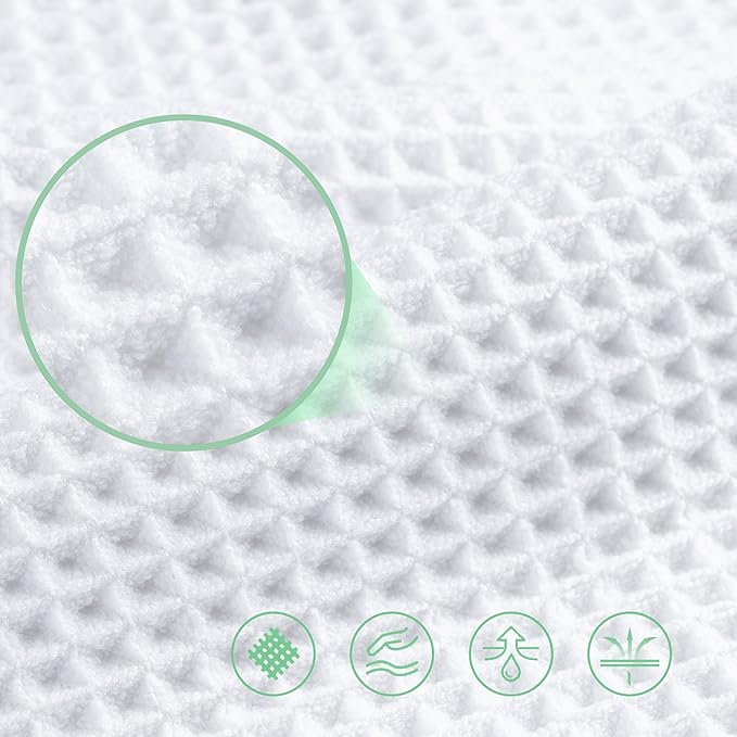 POLYTE 430 GSM Microfiber Oversize Quick Dry Lint Free Bath Towel, 60 x 30 in, 4 Pack (Waffle Weave)