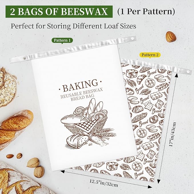 Reusable Beeswax Bread Bags,Beeswax Lined Bread Bags for Sourdough