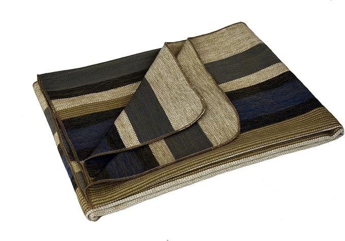 Alpaca Land, Handmade Ecuadorean Alpaca Wool Blankets/Throws (Medium Brown Stripe)