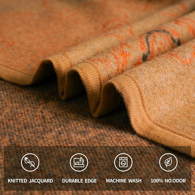 ACUSHLA Merino Wool Blanket - Warm, Thick, Washable, Large Throw - 79X63 Great for Bed Couch Outdoor Camping, All Seasons, Scandinavia-Khaki