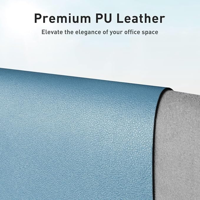 Aothia Faux Leather Desk Mat for Keyboard & Mouse (Sky Blue, 31.5" x 15.7") | Creates One Clean Surface For Your Keyboard, Mouse And Laptop, Helping Keep Your Workspace Organized Every Day