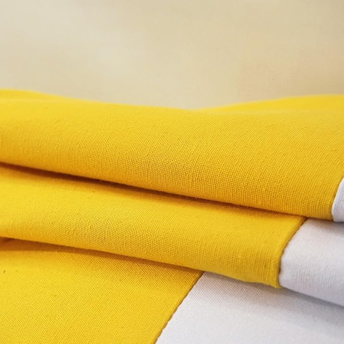 TAOSON Set of 2, Yellow 100% Cotton Canvas Patchwork Throw Pillow Covers 18x18 Inch, Modern White Striped Farmhouse Decor Cushion Covers for Sofa Couch Bedroom Living Room