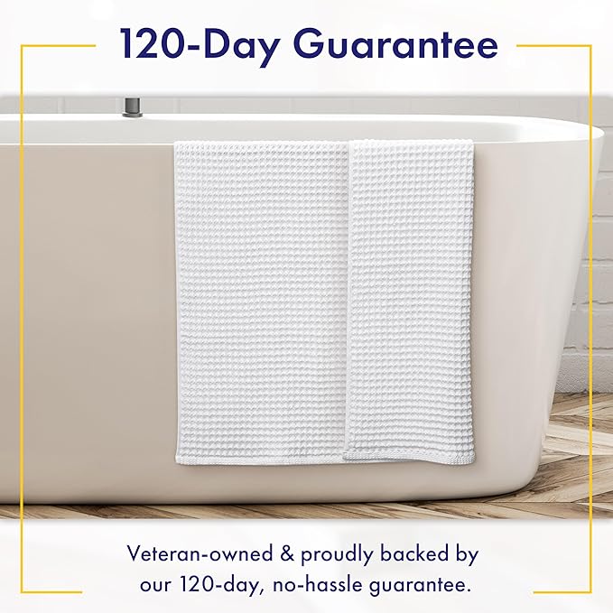 Alusa Home Ultra Soft Viscose from Bamboo Waffle Towels - Lightweight Bath Towel Set of 6 - Compact, Quick Dry & Lint Free (White)