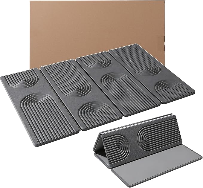 23.6"×15.7" Diatomaceous Earth Stone Dish Drying Mat, Foldable Super Absorbent Quick Dry Non-Slip Eco-Friendly Pad for Kitchen Counter, Dishes, Cups, Bottles & Utensils, Dark Gray