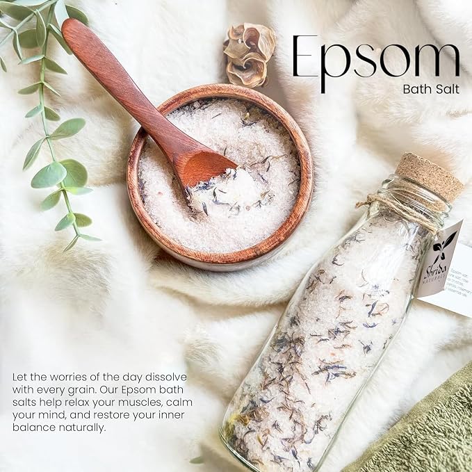 Lavender Bath Salt Soak 2 lb, Epsom & Himalayan Pink Salt with Pure Lavender Essential Oil, Magnesium-Rich Muscle Recovery & Stress Relief Soak, Relaxing Aromatherapy, Sleep Body Care