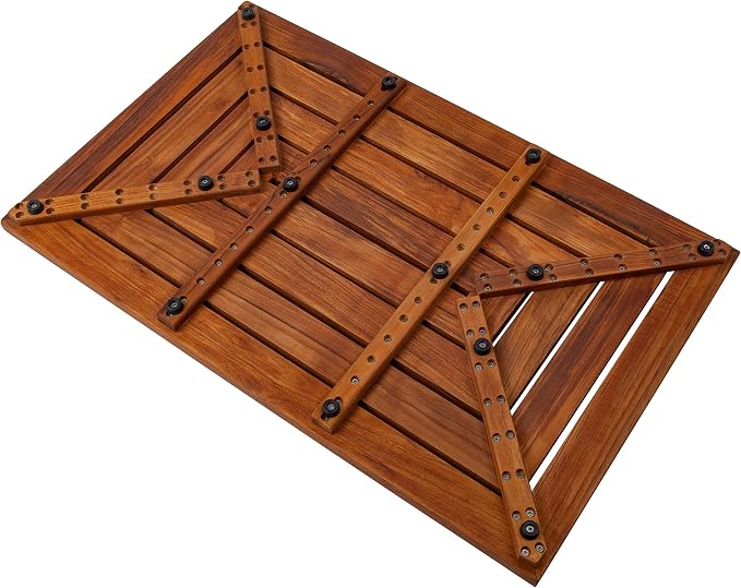 Nordic Style Premium Teak Shower and Bath Mat for Indoor and Outdoor Use - Non-Slip Wooden Platform for Spa, Sauna, Pool, Hot Tub - Flooring Decor and Protector (Oiled Finish, 31.4" x 19.6")