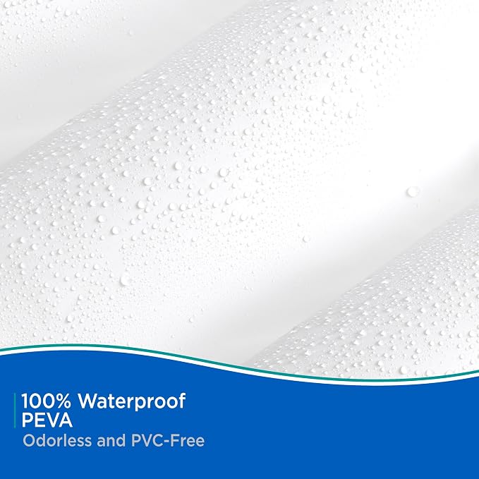 Kenney KN61450 Heavyweight 8 Gauge Waterproof PEVA Shower Curtain Liner with Rust-Resistant Metal Grommets and Weighted Magnetic Hem for Bathroom, 70" W x 72" H, White