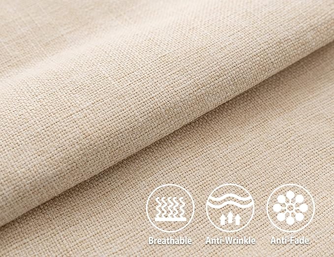Stellhome Set of 2 Decorative Linen Throw Pillow Cover Square Burlap Farmhouse Cushion Cover for Bedroom, 20 x 20 inch (50 cm), Beige