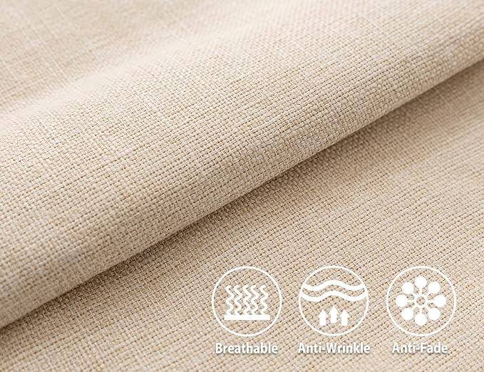Stellhome Linen Throw Pillow Covers Square Solid Burlap Cushion Covers for Bed Couch Sofa Bench, 16 x 16 inch (40 cm), Beige, Set of 2