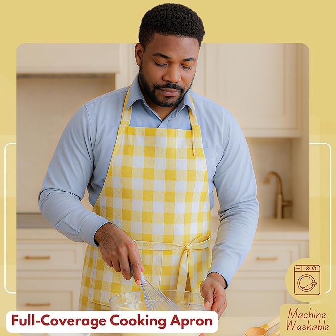 Native Fab Kitchen Apron 2 Pack - 100% Cotton Adjustable, Durable Apron with Pockets, Perfect for Cooking, Baking, Grilling