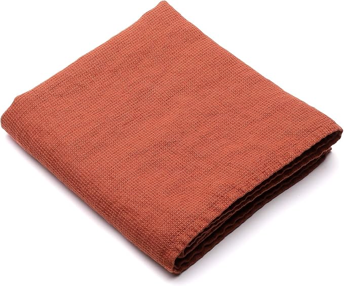 LinenMe Linen Bath Towel Washed Waffle Brick, 75 x 130 cm, Made in Europe, Bath Sheet, European Linen, Machine Washable, Super Absorbent
