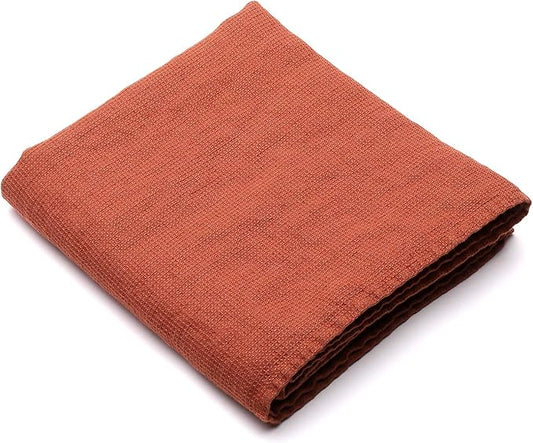 LinenMe Linen Bath Towel Washed Waffle Brick, 75 x 130 cm, Made in Europe, Bath Sheet, European Linen, Machine Washable, Super Absorbent