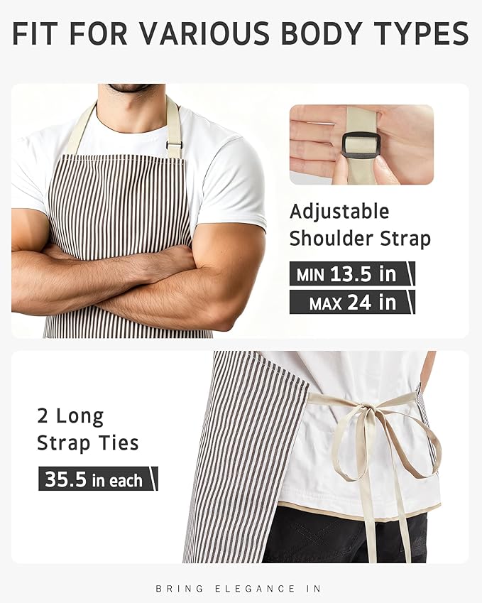 Syntus Chef Apron for Men Women Kitchen Cooking Apron with Pockets, Adjustable Bib Aprons Stain Resistant