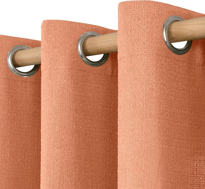 LAMIT Terracotta Linen Curtains for Living Room/Bedroom 78 Inches Long, Light Filtering Grommet Faux Linen Textured Window Drapes Fall Room Decor, 2 Panels, 52 x 78 Inch