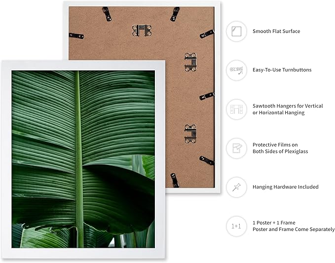 Monem Art Tropical Banana Leaf Photography Print - Minimalist Botanical Nature Poster - Wall Decor for Living Room, Bedroom or Office - 8x10 White Framed Wall Art by Mareike Bohmer