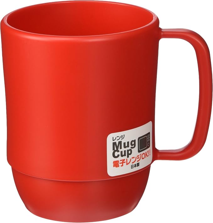 JapanBargain, Japanese Plastic Mug 1 Pack 12oz BPA-Free Non-Toxic Unbreakable Camping Coffee Tea Milk Juice Water Mug Made in Japan Dishwasher & Microwave Safe, Red