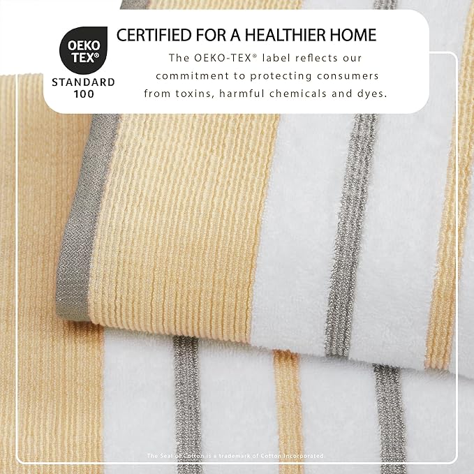 Great Bay Home Decorative Oversized Bath Sheet Set - Cotton 2 Pack 68x35 Extra Large Towels - Durable Towels for Bathroom Decor (Gold/Grey)