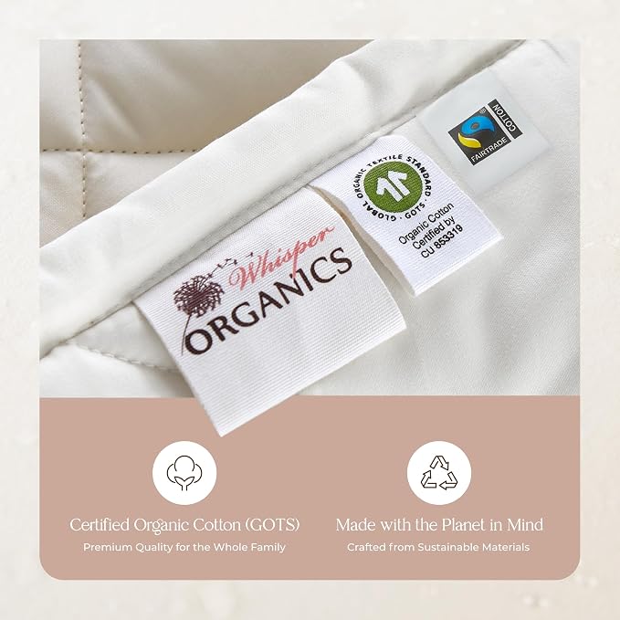 100% Organic Cotton Comforter - Duvet Insert for Summer & All Seasons with Non Clumping Diamond Stitching - Premium Soft & Breathable Quilt - GOTS & Fairtrade Certified (Queen/Full)