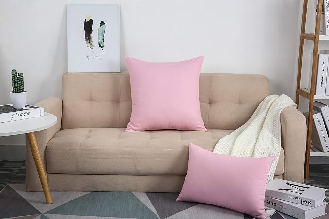 TangDepot 100% Cotton Solid Throw Pillow Cover 20x20 Salmon Pink | 100% cotton, same-color zip, machine wash & air dry. For living room, bedroom, office, car. 42 colors, 295 sizes. Cover only.