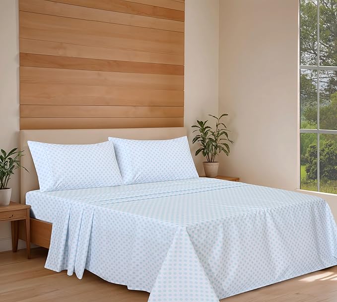 RUVANTI 100% Cotton Organic Percale Sheets King Size – Crisp Cooling Bed Sheets for Hot Sleepers, Deep Pocket 15”, Soft Peach Finish, Breathable & Durable Hotel-Style 4 Pcs, Circle Imprint