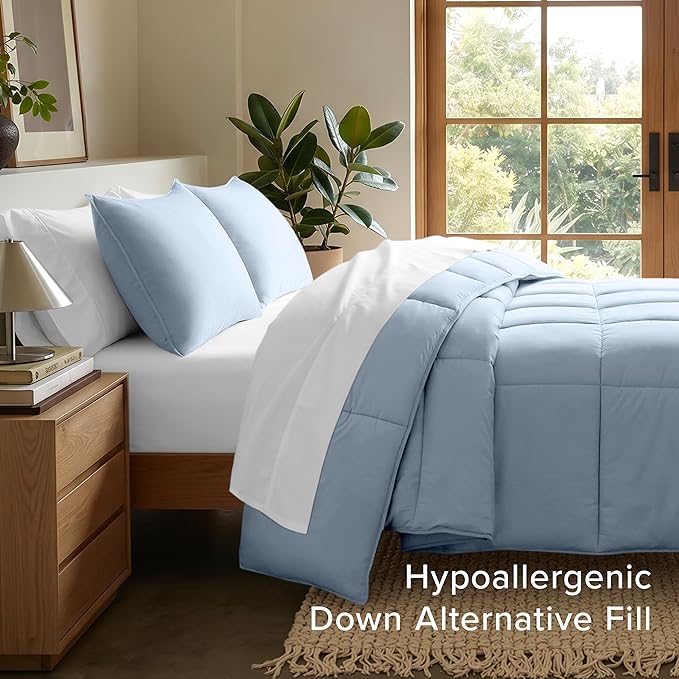 Bare Home Comforter Set - King/California King Size - Ultra-Soft - Goose Down Alternative - Premium 1800 Series - All Season Warmth (King/Cal King, Dusty Blue)