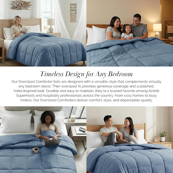 Southshore Fine Living, Inc. Comforters, King Size Down Alternative Comforter, Oversized Cal/King Comforter Set, Pet Hair Resistant Duvet Insert, Wrinkle Free Bedding Set, Coronet Blue Comforters
