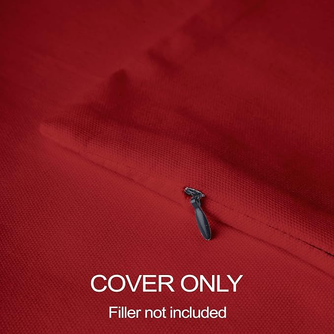 Encasa XO Throw Pillow Covers 16x16 in Set of 2 Deep Red | No Inserts | Cotton Pillow Covers for Living Room, Bed, Sofa, Couch | Decorative Cushion Covers with Improved Zipper