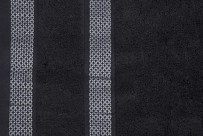 CASA COPENHAGEN Solitaire 6Pcs 100% Egyptian Cotton Large Designer Towels Gift Set- Pinstripe Grey, 600GSM, 2Bath 2Hand 2Washcloths, Bath Towels for Bathroom Set for Women & Men