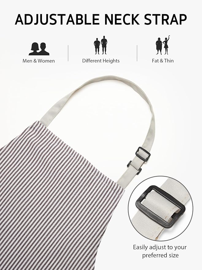Syntus Apron for Men Women, Adjustable Cooking Kitchen Chef Aprons with 2 Pockets
