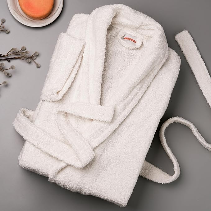 RIVERSIDE Premium 100% Cotton Terry Bathrobe For Women and Men - Soft Towel Robes with Shawl Collar Ajdustable Belt & Pockets