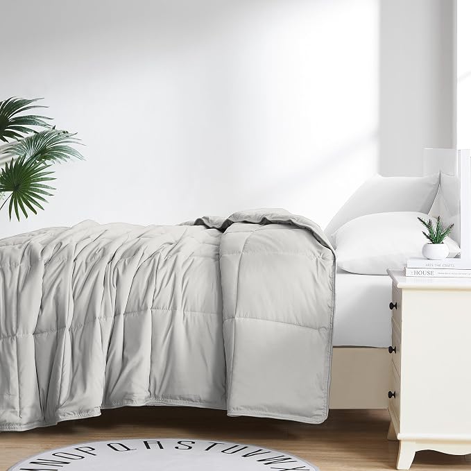 Southshore Fine Living, Inc. Queen / Full Comforters, Pet Hair Resistant Bedding, Down-Alternative Comforter Queen Size, Oversized Fluffy Bedding, Full Size Comforter Only, Light Grey Comforters