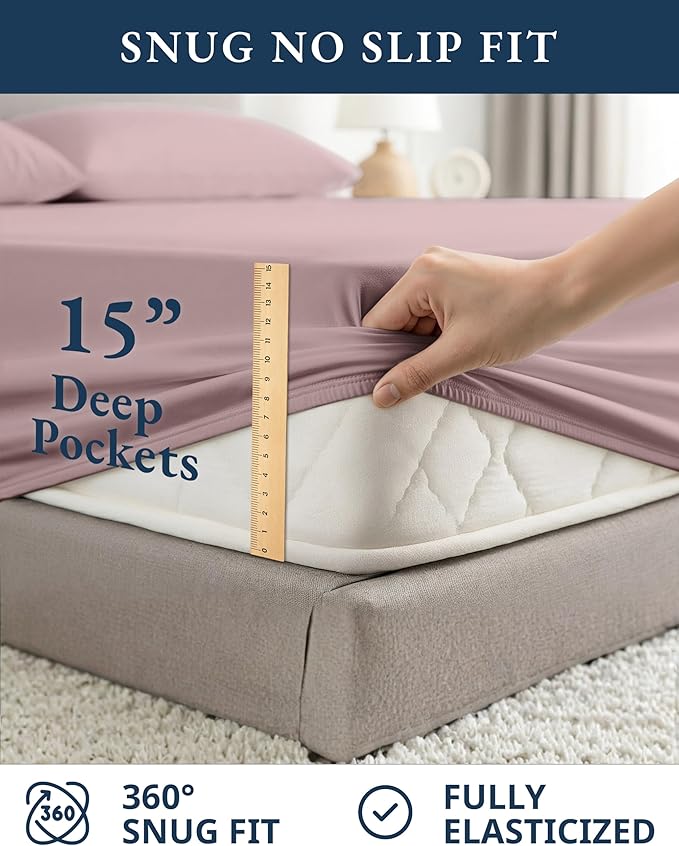 LANE LINEN 100% Organic Cotton Cal King Size Bed Sheets, Sustainably Produced Okeo Tex Certified California King Cotton Sheets, Luxury Hotel Percale Soft & Comfy Comes in Variety of Colors -Lilac