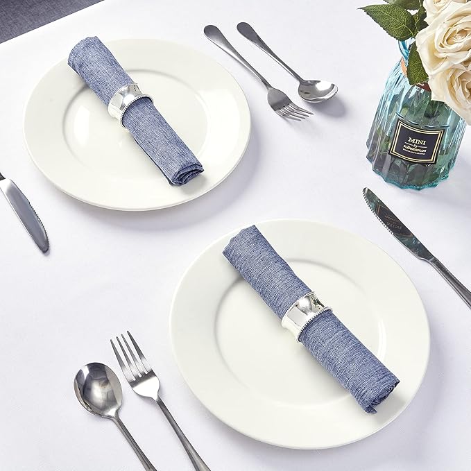 Mebakuk Cloth Napkins Set of 6, Premium 17 x 17 Inch Solid Washable Linen Style Napkins, Soft Table Napkin for Wedding Party Restaurant Dinner Parties (Denim Blue, Set of 6)
