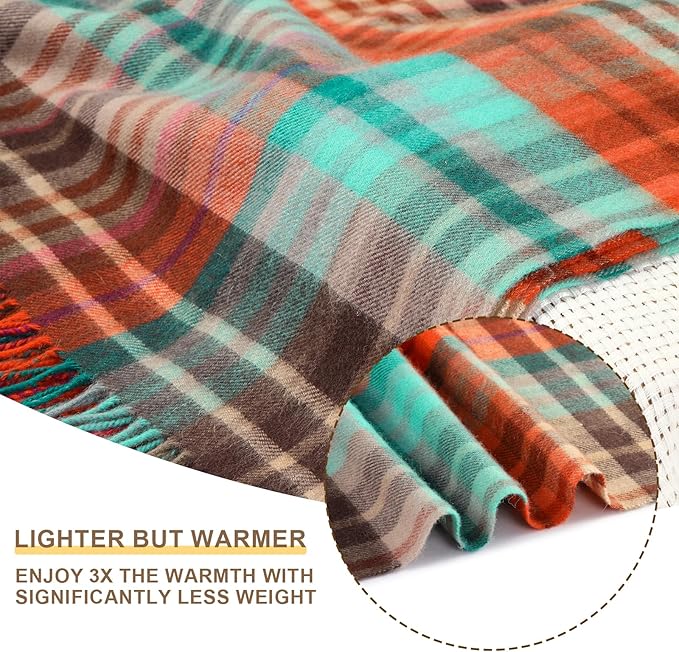 100% Wool Blanket Throw,Holiday Plaid Wool Blanket with Compact Bag,Rustic Soft Lightweight Blanket for Couch,Sofa,Bed & Lounging Decoration,Travel Blanket for Home, Airplane,Ideal Gifts 55"x83"