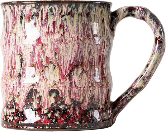 Unique Reactive Glaze Ceramic Coffee Mug - 15 oz Large Coffee Cup with Ergonomic Handle, Handmade Lava Red Ceramic Mug for Office & Home, Great Birthday Gift for Women, Men & Friends, Microwave Safe