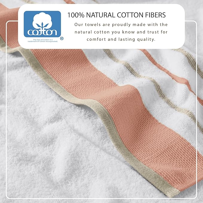 Great Bay Home Decorative Hand Towel Set - Cotton 4 Pack 26x16 Hand Towel Set - Durable Towels for Bathroom Decor (Dusty Rose/Cappuccino)