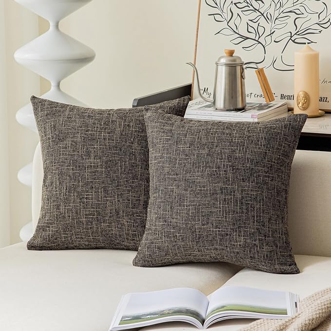 Kevin Textile Linen European Throw Pillow Sham Super Soft Star Cushion Cover for Bench, 20"x20" (50x50cm), Black Gold