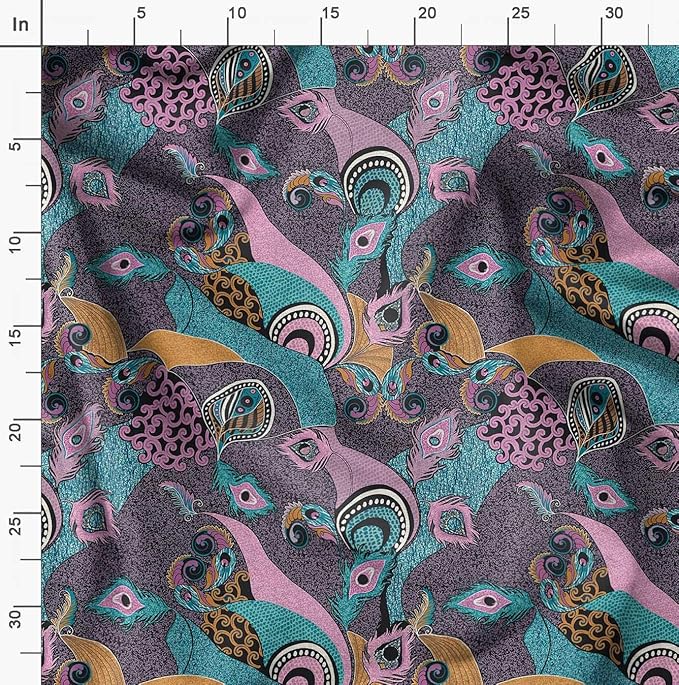 Soimoi African Print - Purple, Canvas Fabric Material - 56 Inch Wide, 1 Yard, Unstitched Fabric for Upholstery, Bags, Workwear and Outdoor Gear.
