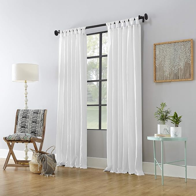 Archaeo Washed Cotton Twist Tab Curtain, 52" x 84", White