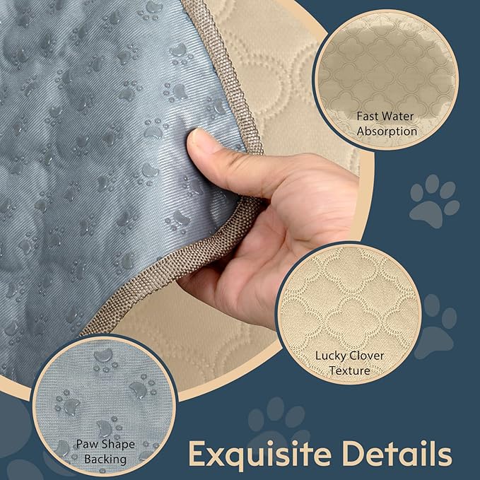 FunFurry Washable Pee Pads for Dogs - 2 Pack Reusable Waterproof Puppy Training Pads, Super Absorbent with Dog Paw Shape Non-Slip Backing (Cream, 24" X 36" - 2 Pack)
