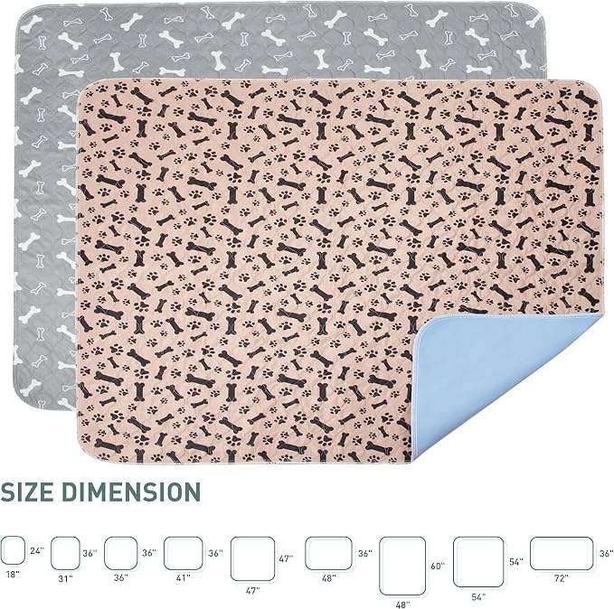 Eterish Reusable Washable Pee Pads for Dogs Small/Large/Extra Large 18'' x 24'' 2 Pack, Absorbent Pet Puppy Dog Training Pads Non-Slip, Waterproof Whelping Potty Pads for Dogs Leak-Proof
