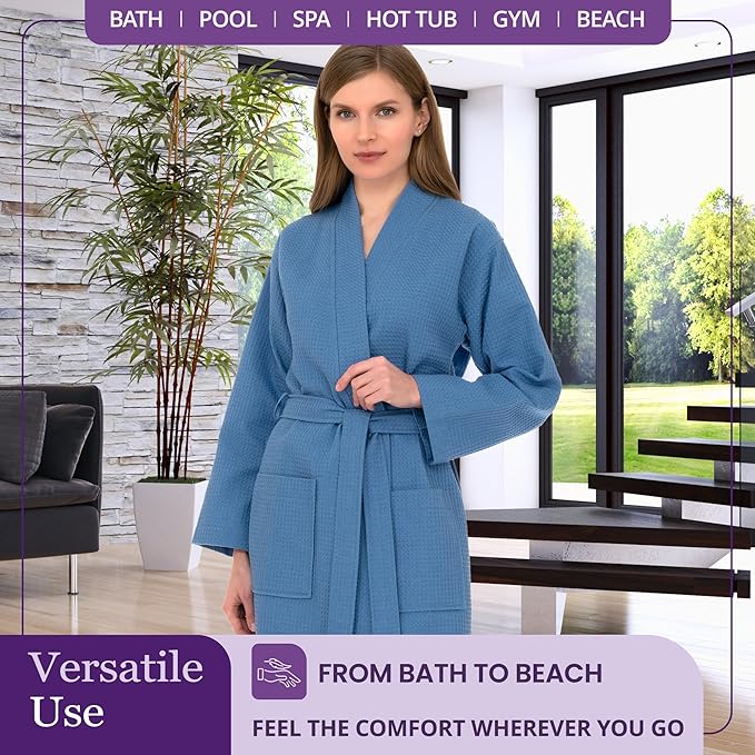 TowelSelections Womens Waffle Robe Kimono Spa Bathrobe Soft Shower Bath Robe for Women XS to XXL
